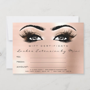 Carte Cadeau cadeau de certificat de maquillage rose ros