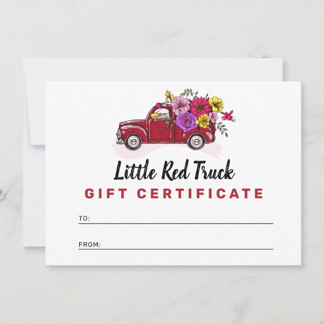 Carte cadeau Camion Vintage rouge & Fleurs (Devant)