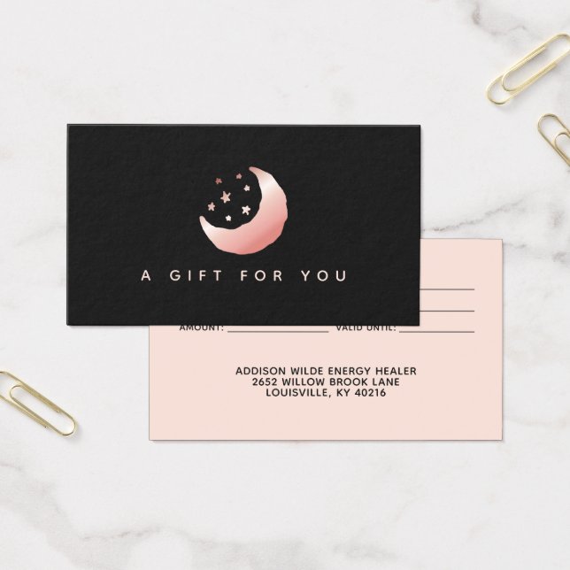 Carte cadeau Céleste Rose Gold Crescent Moon Stars (Bureau)