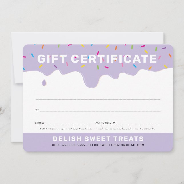 Carte CADEAU CERTIFICAT couleur de dégivrage arrose lila (Devant)
