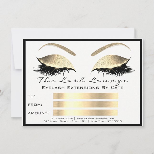 Carte Cadeau Certificat de Maquillage Lux Lashes Or Blan (Devant)