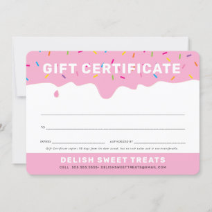 Carte CADEAU CERTIFICAT mignon gouttes de dégivrage rose