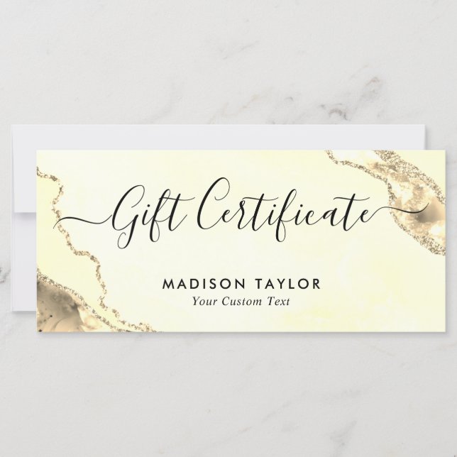 Carte cadeau Classic Yellow Gold Agate Certificate (Devant)