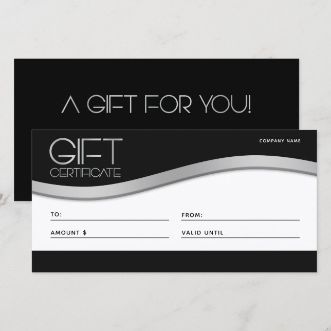Carte cadeau Clean Business Black and Silver Wave (Devant / Derrière)