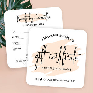 Carte cadeau Cream Watercolor Modern Hair Salon