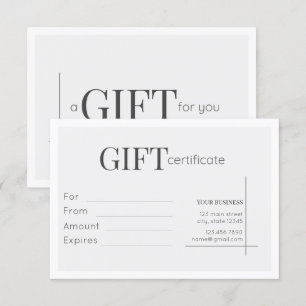 Carte cadeau d'affaires minimaliste blanc