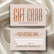 carte cadeau d'affaires typographie de script mode
