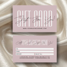 carte cadeau d'affaires typographie script moderne