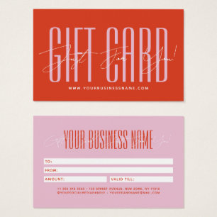 carte cadeau d'affaires typographie script moderne