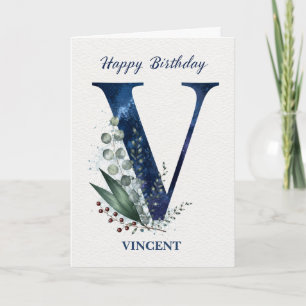 Carte Cadeau d'anniversaire Lettre V pour lui Nom person