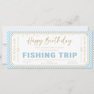 Carte cadeau d'anniversaire pour un voyage de pêch