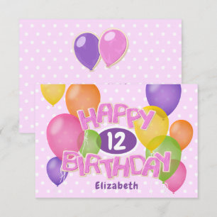 Carte cadeau d'anniversaire rose biscuits avec ballons