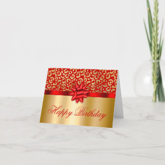 Carte Cadeau d'anniversaire scintillant léopard rouge et