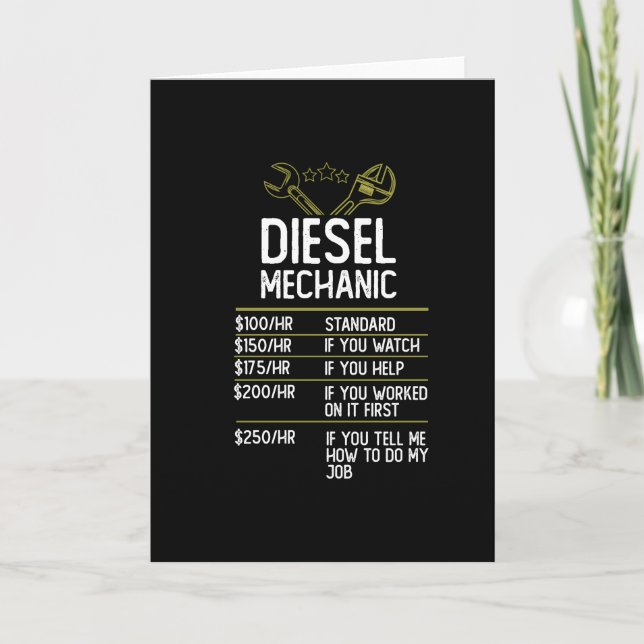 Carte Cadeau d'artisan mécanique Diesel Idée actuelle (Devant)