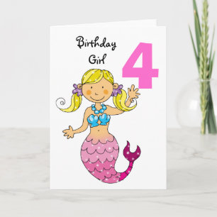 Carte Cadeau de 4e anniversaire pour une fille, mignonne