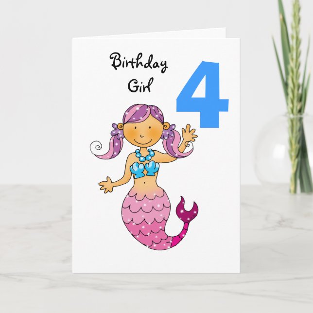 Carte Cadeau de 4e anniversaire pour une fille, mignonne (Devant)