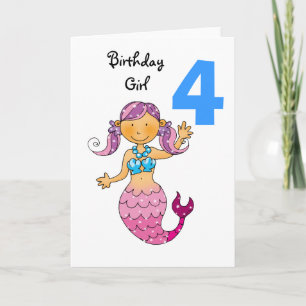 Carte Cadeau de 4e anniversaire pour une fille, mignonne