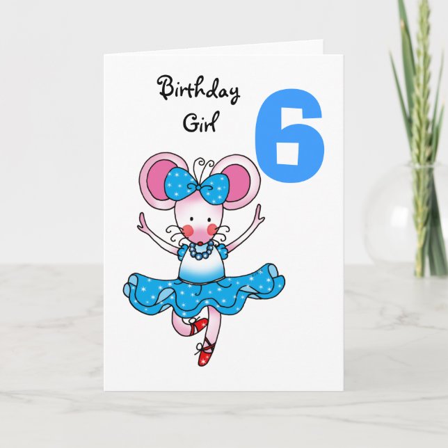 Carte Cadeau de 6e anniversaire pour une fille, ballerin (Devant)