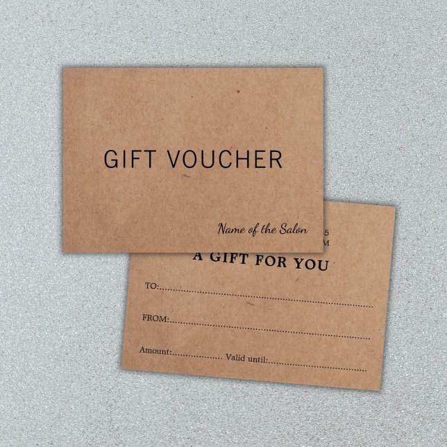 Carte cadeau de beauté Kraft imprimé simple et élé (Créateur téléchargé)