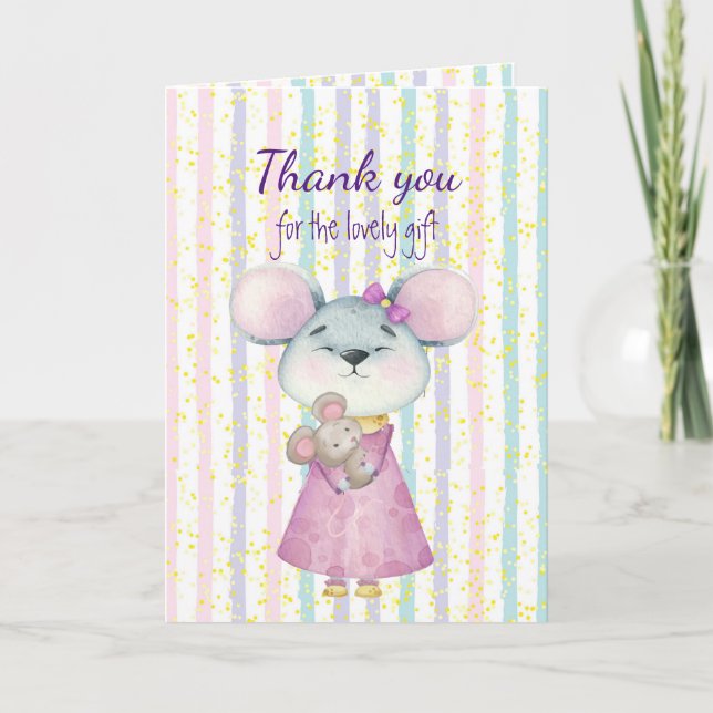 Carte Cadeau de bébé amusant Mignon Souris Animal Merci (Devant)