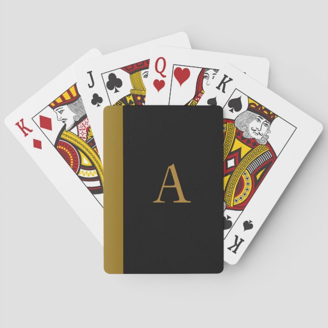 Carte cadeau de cartes de jeu Monogramme en noir (dos)