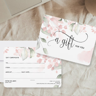 Carte cadeau de certificat Blush rose simple et mo
