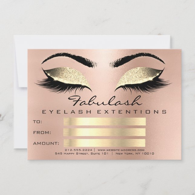 Carte Cadeau de certificat de maquillage en or rose Luxe (Devant)