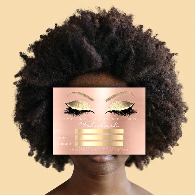 Carte Cadeau de Certificat de Maquillage Lux Lashes Rose (Lux Lashes Pink Rose Gold Makeup Certificate Gift )