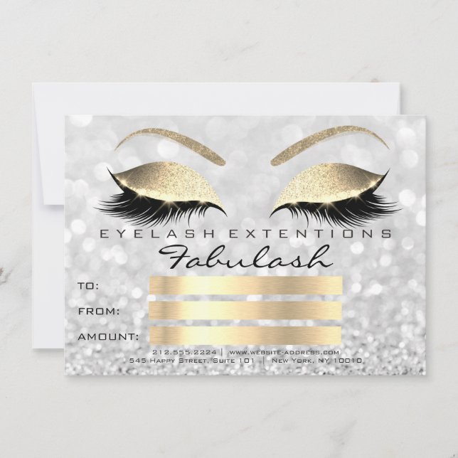 Carte Cadeau de Certificat de Maquillage Luxe Cils Argen (Devant)