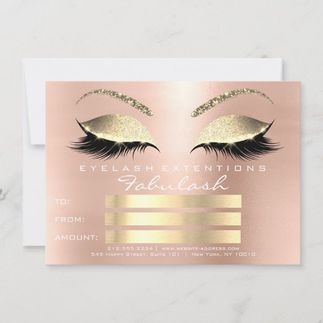 Carte Cadeau de certificat de maquillage Luxe Cils Blanc (Devant)