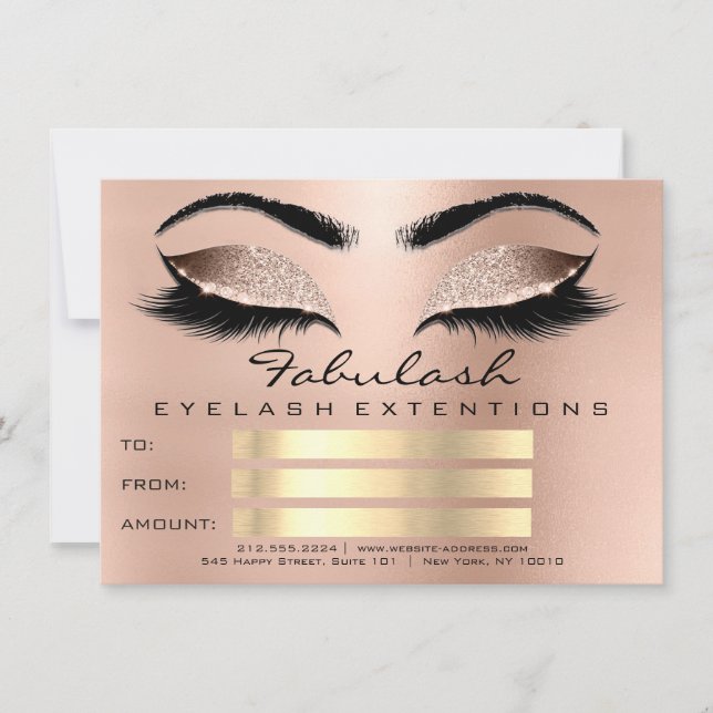 Carte Cadeau de Certificat de Maquillage Luxe Cils Brun  (Devant)