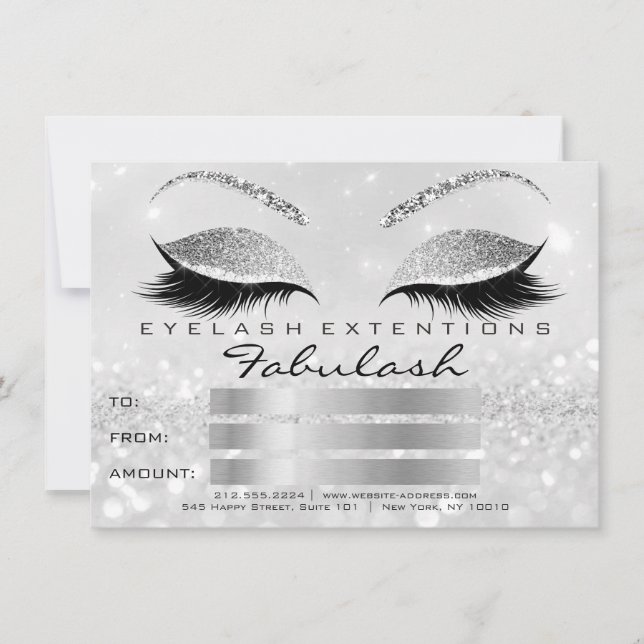 Carte Cadeau de certificat de maquillage Luxe Cils Gris  (Devant)