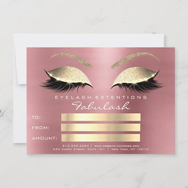 Carte Cadeau de Certificat de Maquillage Rose Gold Haric (Devant)