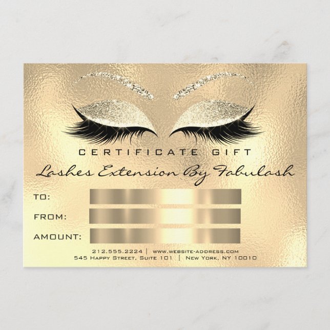 Carte Cadeau de certificat de Maquillage SPA Champaigne (Devant)