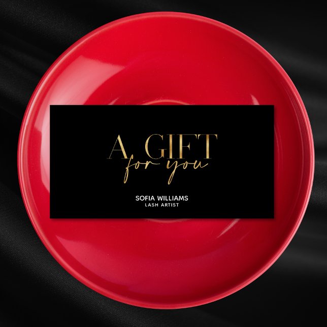 Carte cadeau de certificat de typographie or moder (modern gold typography black background gift certificate)