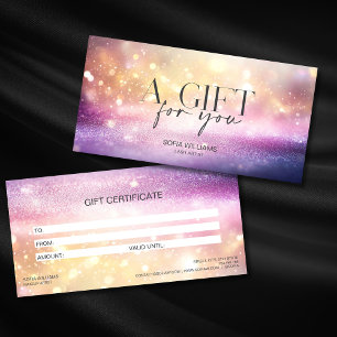 Carte cadeau de certificat rose Parties scintillan