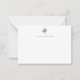 Carte cadeau de chardon d'aquarelle bleue