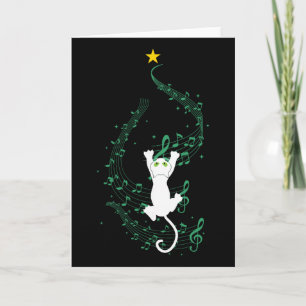 Carte Cadeau de chat grimpant à la note de musique de l'