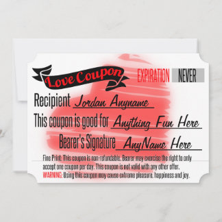 Carte Cadeau de coupon d'amour vierge