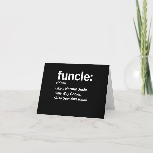 Carte Cadeau de définition de Funcky Oncle | Cadeaux pou (Devant)