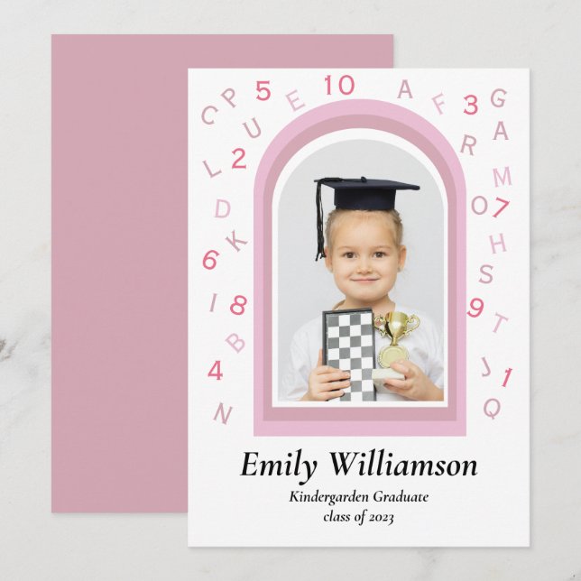 Carte Cadeau de fin d'études de maternelle rose mignon  (Devant / Derrière)