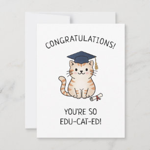 Carte Cadeau de fin d'études drôle avec un chat mignon