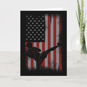 Carte Cadeau de kickboxing de drapeau américain rétro po