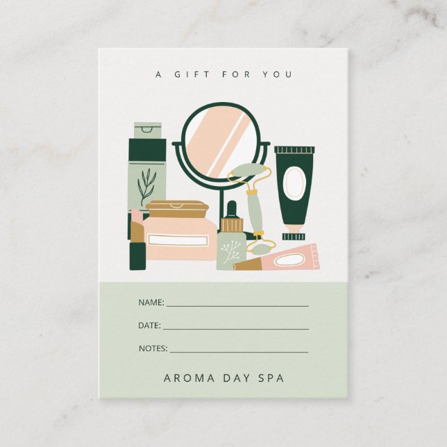 Carte cadeau de l'artiste de maquillage vert clair (Devant)