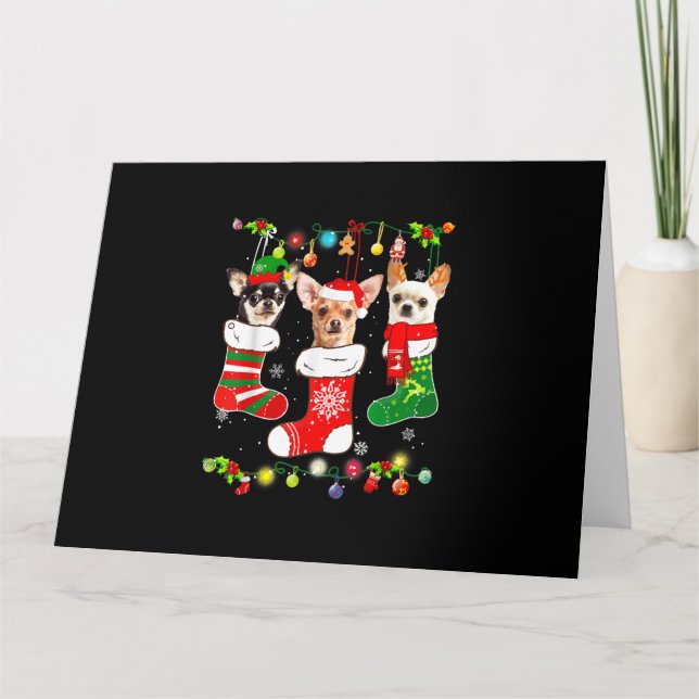 Carte cadeau de lumières de noël de chihuahua drôle de c (Devant)