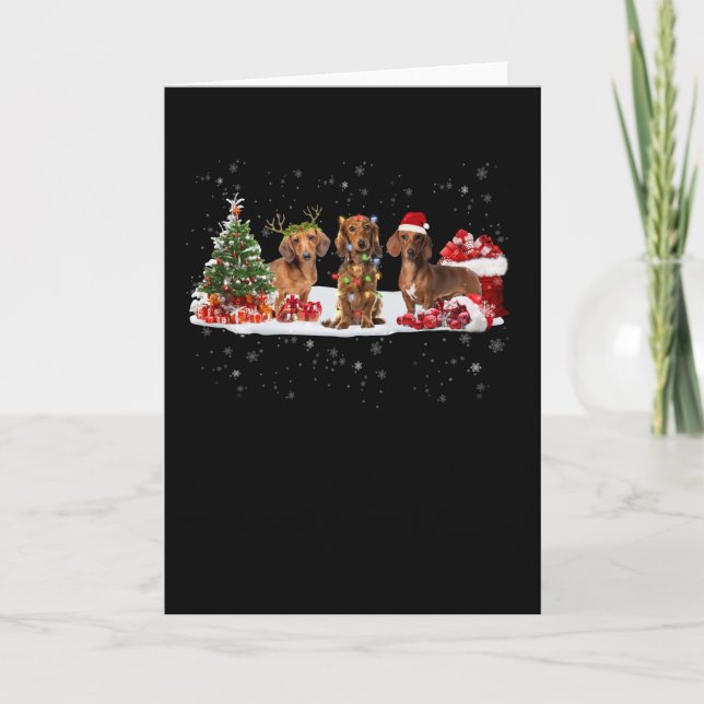 Carte cadeau de lumières de Noël teckel pour elle (Devant)