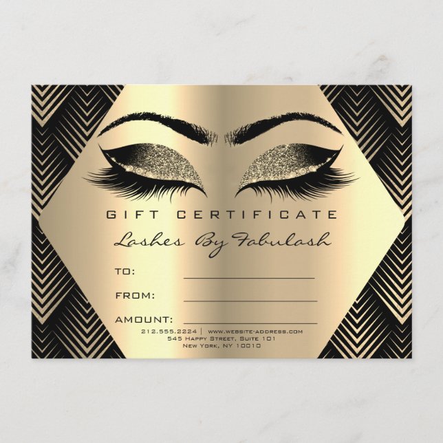 Carte Cadeau de maquillage Gold Black Sepia certificat c (Devant)