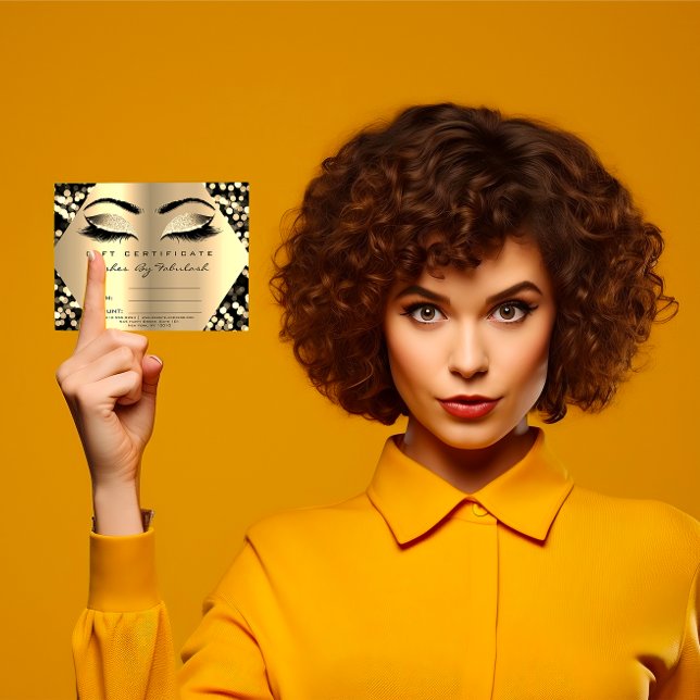 Carte Cadeau de maquillage Gold Confetti certificat cade (Lashes Makeup Gold Confetti Certificate Gift)