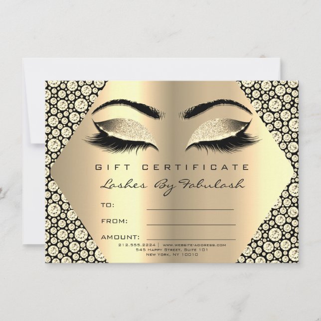 Carte Cadeau de maquillage Gold Diamond Certificat cadea (Devant)