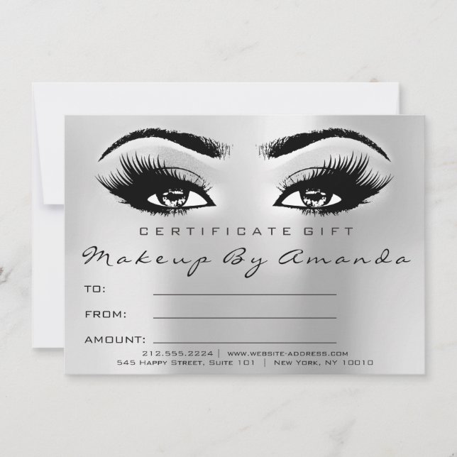 Carte Cadeau de maquillage gris argent Lashes (Devant)